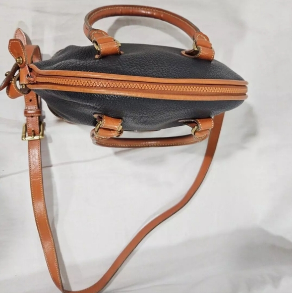 Dooney Bourke Vintage Satchel Dome Bag Navy Blue Pebble Grain Leather Purse Tote - Picture 9 of 16